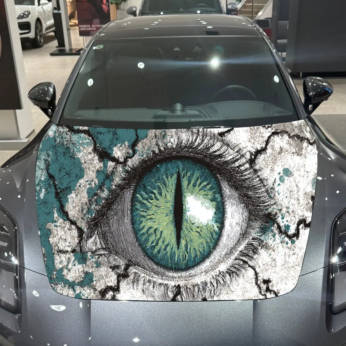 

Mystic Green Eye Aesthetic Exploration PVC Car Engine Hood Vinyl Wraps, Self-Adhesive Waterproof Car Hood Decal Sticker, Car Dec