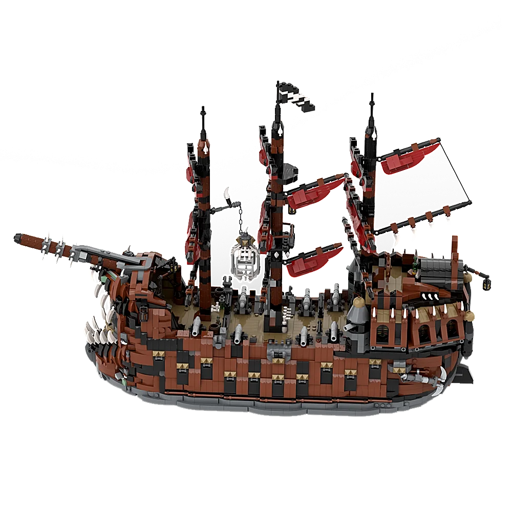 MOC Pirate Ship Building Blocks Game The Ruined King Flying Dutchman Model Bricks Black Pearl Vessel Mascot Kids Adult Toys Gift