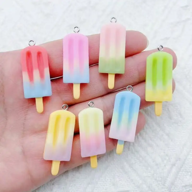 

15*42mm creative resin simulation gradient ice cream popsicle earrings pendant bag key chain pendant