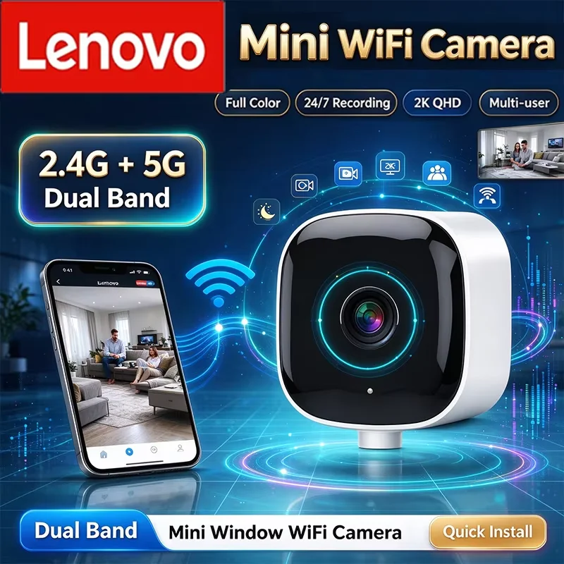 Lenovo Indoor Monitoring Camera Night Vision 1080P High-definition Adhesive Installation Remote Monitoring With Mobile Phone