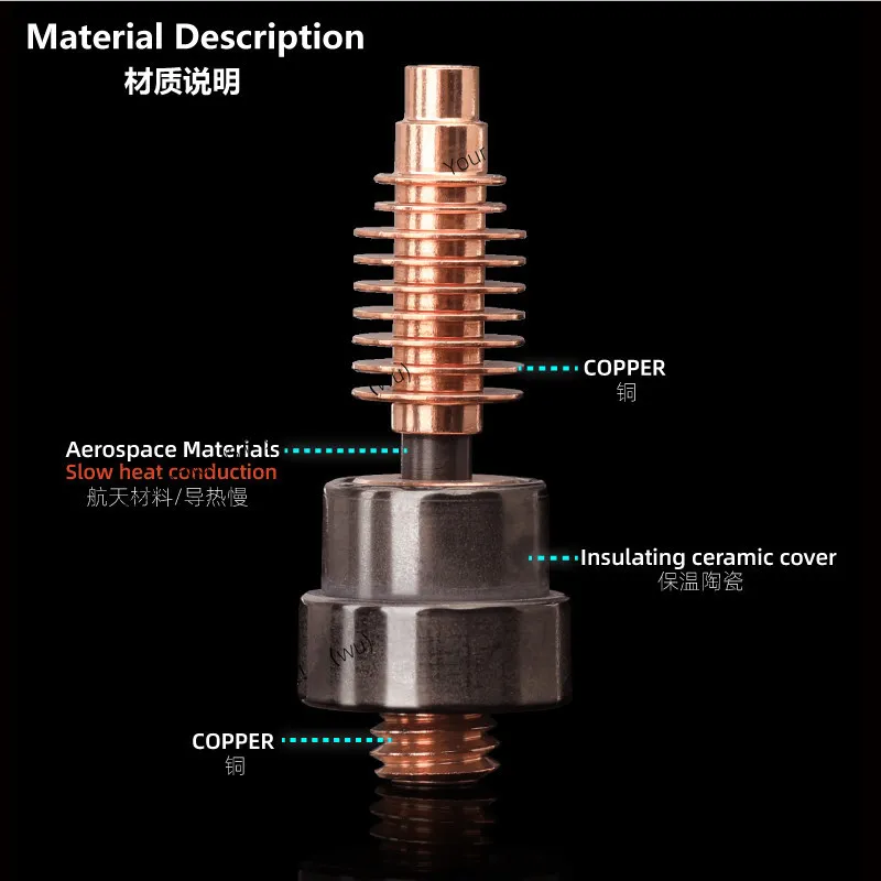 for Carbon Fiber Filament 3D Printer Replacement Spare Parts V2 Crazy Mosquito Ceramic Throat Hotend