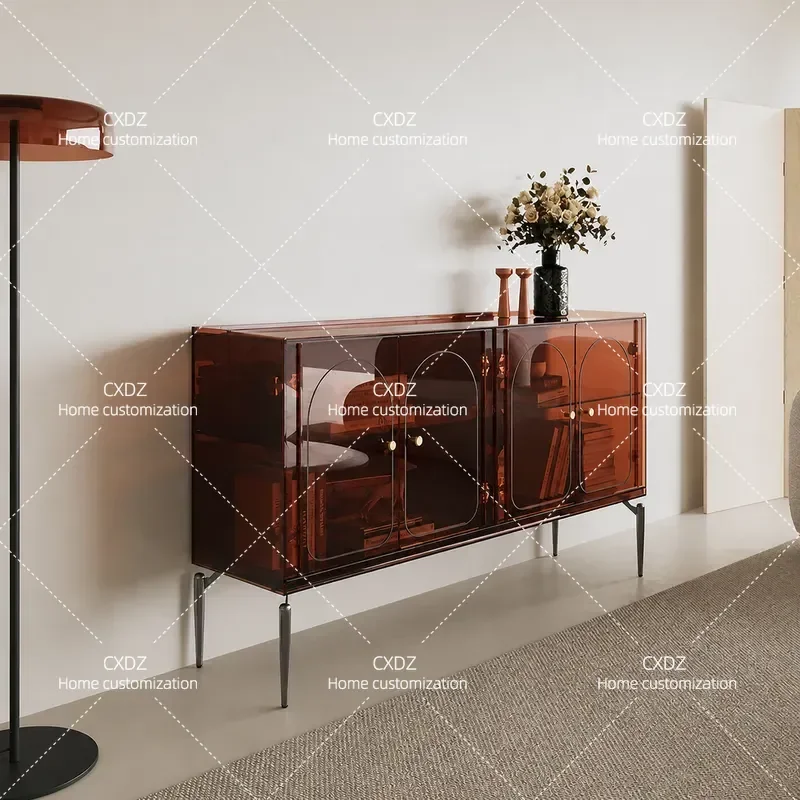Italian Minimalist Acrylic Side Cabinet for Dining Room Living Room Porch Wall Mounted Tea Wine Storage Locker Console Table