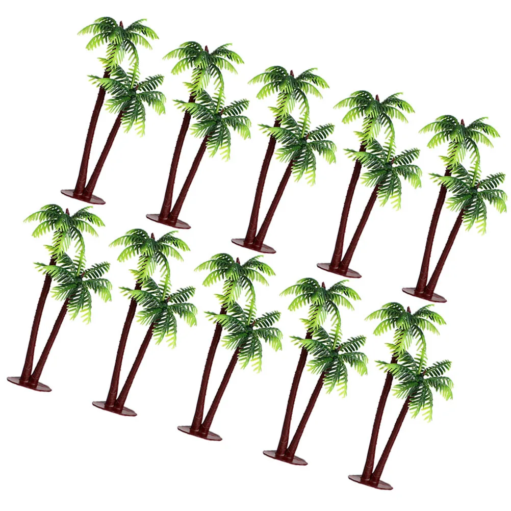 20 個シミュレーションココナッツの木の装飾ミニプラスチックヤシの木水槽水族館植物装飾モデルツリーミニチュア植物