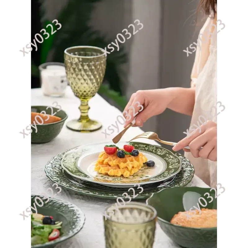 Retro Ceramic Plate, Multi-purpose Fish Vegetable Serving Dish for Home Use
