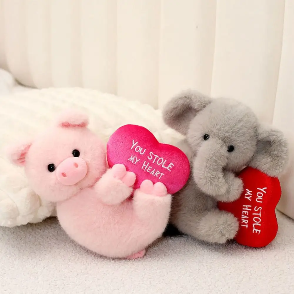 

Pig Elephant Plush Doll Soft Embrace Love LOVE Heart Elephant Stuffed Toy Cartoon Pet Infant Plush Elephant Toy Home Decoration