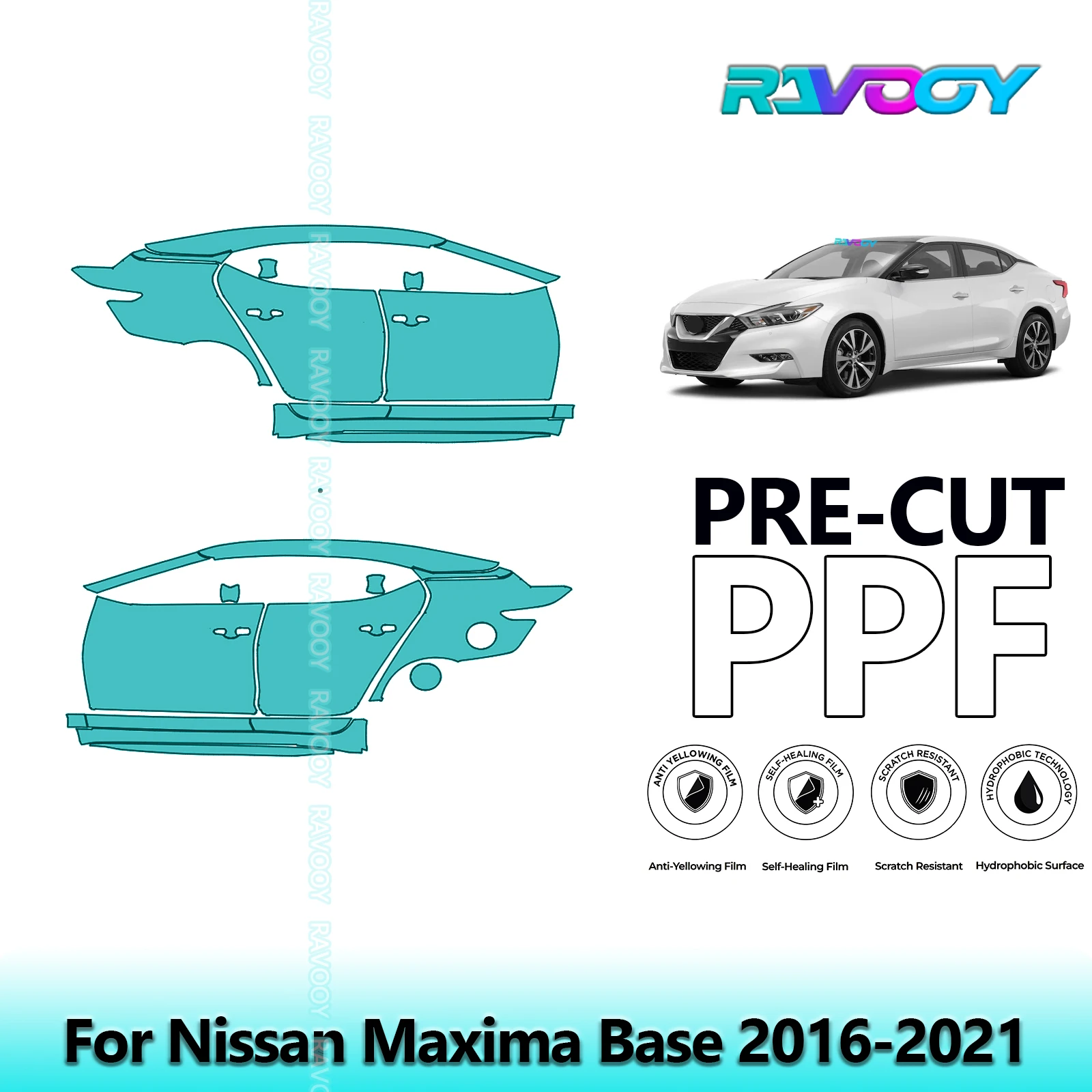 

For Nissan Maxima Base 2016-2021 8.5mil Clear Matte Pre-Cut PPF Door & A/B Pillar Kit TPU Paint Protection Film Set