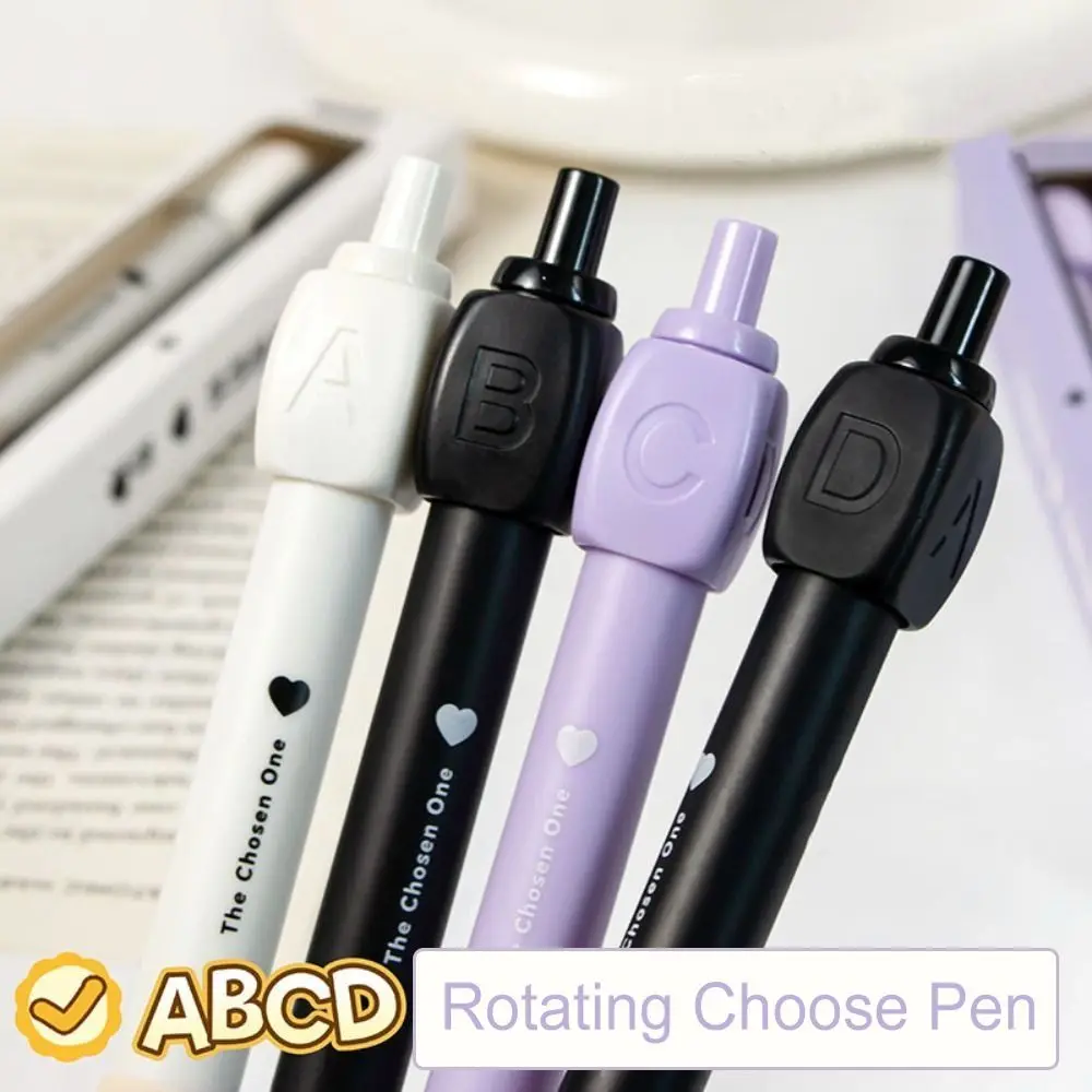 2PCS Interesting Fun Rotating Answer Pen ABCD Select Novelty Rotating Choose Pen Writing 0.5mm Ballpoint Gel Pen Stationery Toys