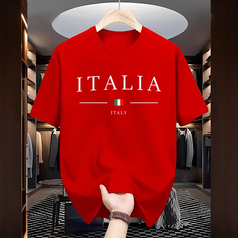 Italien Mode-T-Shirts für Herren, hochwertige 100 % Baumwolle, O-Ausschnitt, kurzärmelig, Sommer, Alltag, Freizeit, Sport, coole T-Shirts, City Vibe Tops – Detail 7