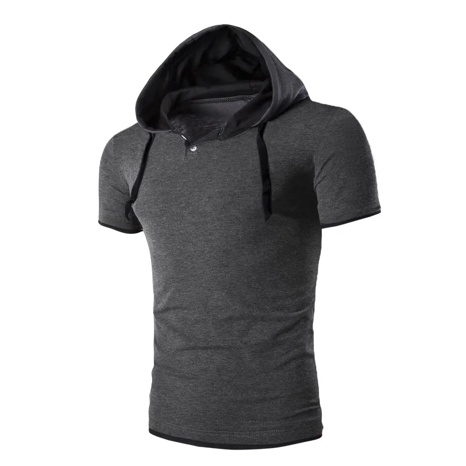 Euro Size Men\'s T Shirt 2024 Summer Slim Fitness Hooded Short-Sleeved Tees Male Camisa Masculina T-Shirt Slim Tshirt Homme