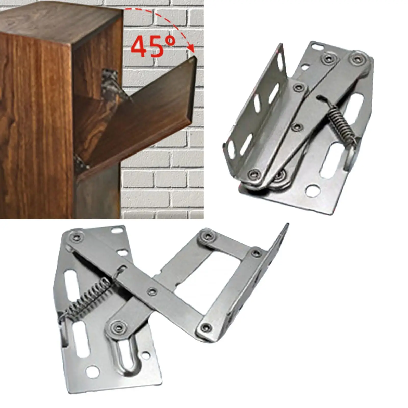 2x Tip Out Tray Hinges Spring Door Hinge Flip Down Door Support Frame for Closets Bookcases Kitchen Cabinet Doors TV Cabinets