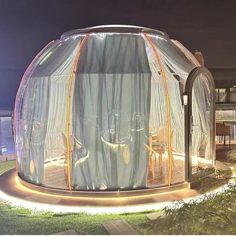 Luxury geodesic dome full glass cover transparent starry sky outdoor camping bubble house