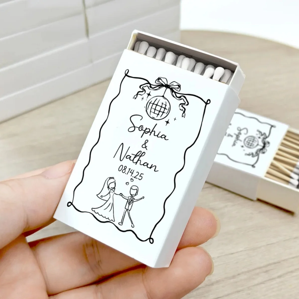 

Custom Wedding Matchboxes/Personalized Matchboxes Favors/Matchboxes as Unique Souvenirs for Weddings/Custom White Head Matches G