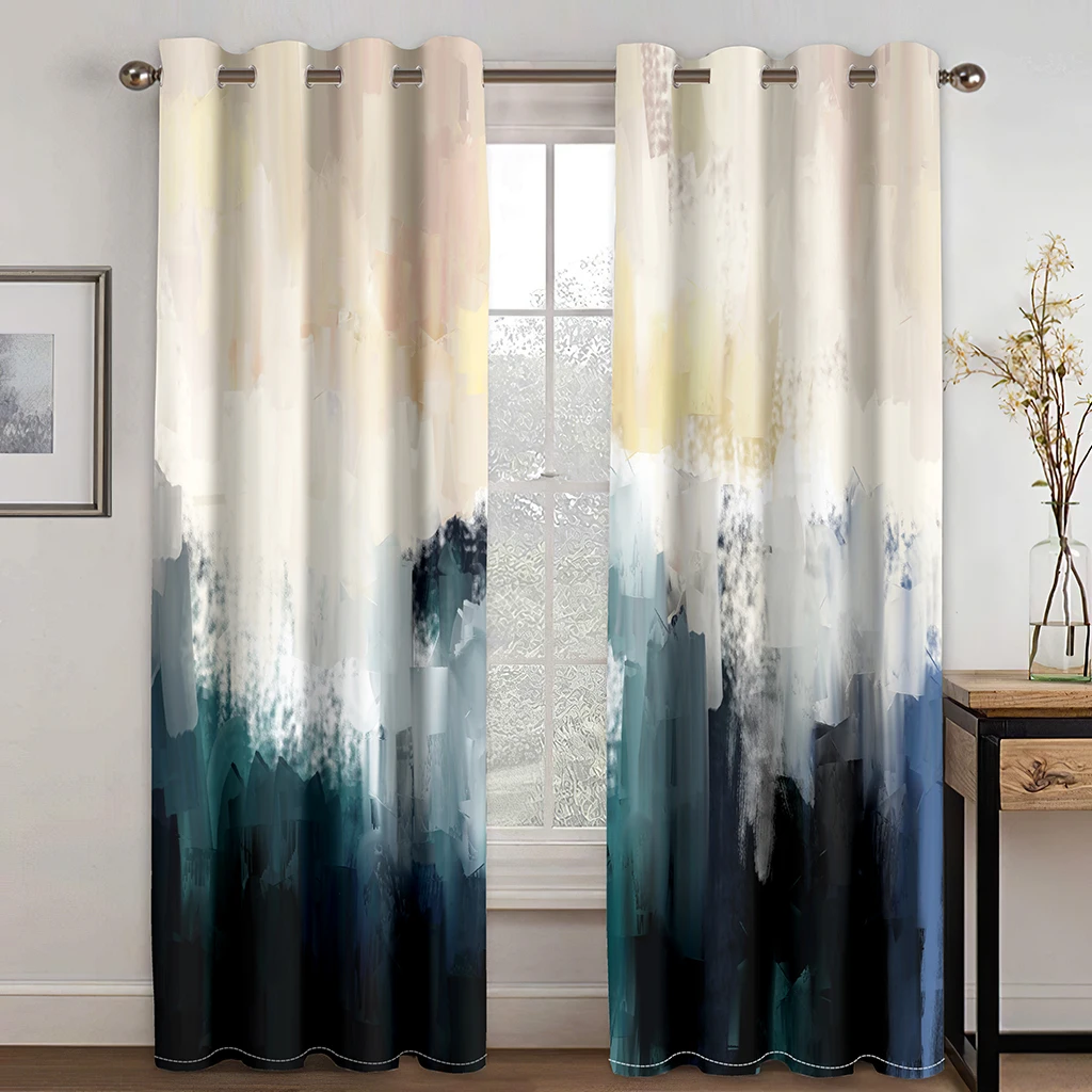 

3D Modern Art Morandi Color Curtains 2 Panels European Luxury Home Living Room Bedroom Balcony Kitchen Decorative Curtains