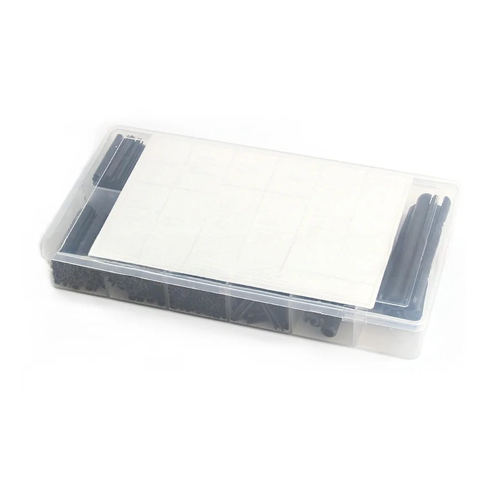450pcs Black Oxide Steel Hollow Split Pins Set With Plastic Box 18 Compartments Multiple Sizes Hollow Split Pins Cylindrical Pin