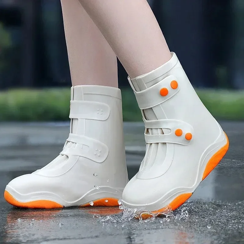 Women Waterproof Shoe Cover Rainy Reusable Galoshes Overshoes Outdoor Cycling Camping Fishing Non-Slip Shoes Boots