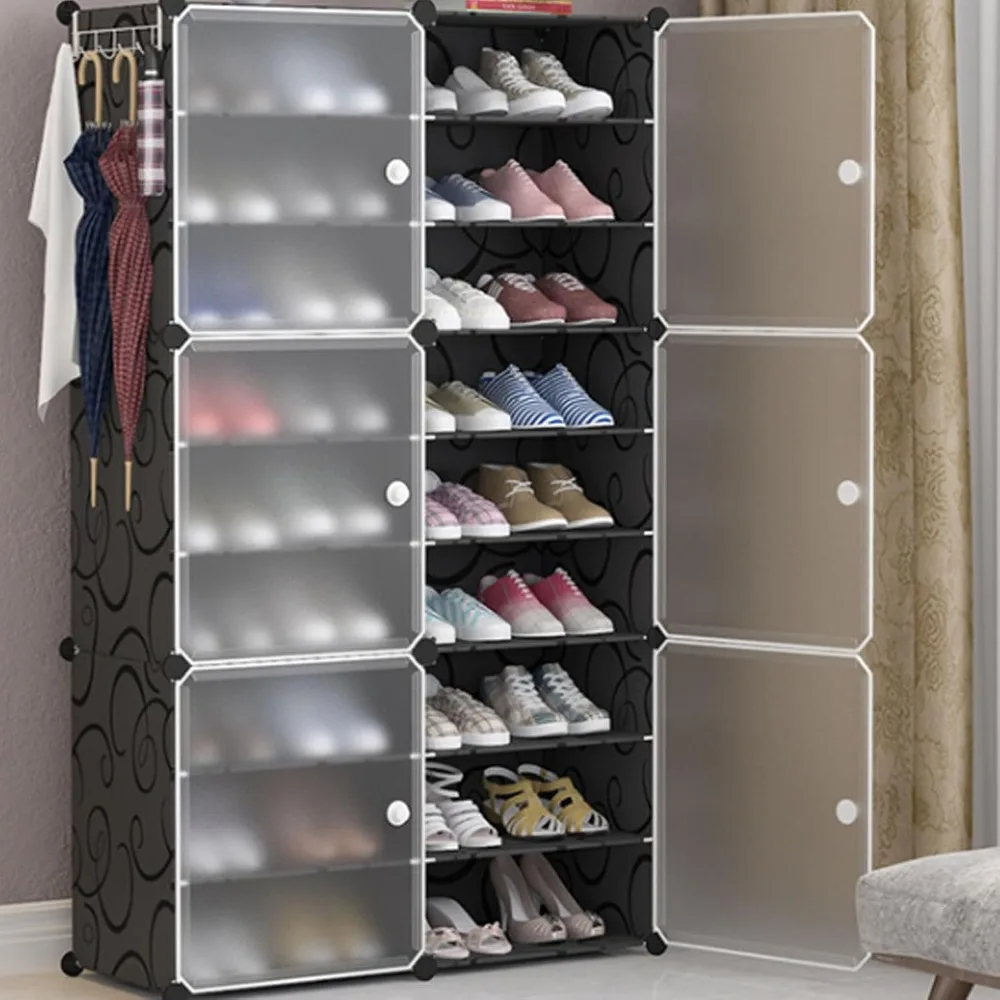 

Panel Shoe Storage 9 Tier 36 Pairs Shoes Cabinet Organizer with Door Expandable Multi Layer for Doorway Entryway
