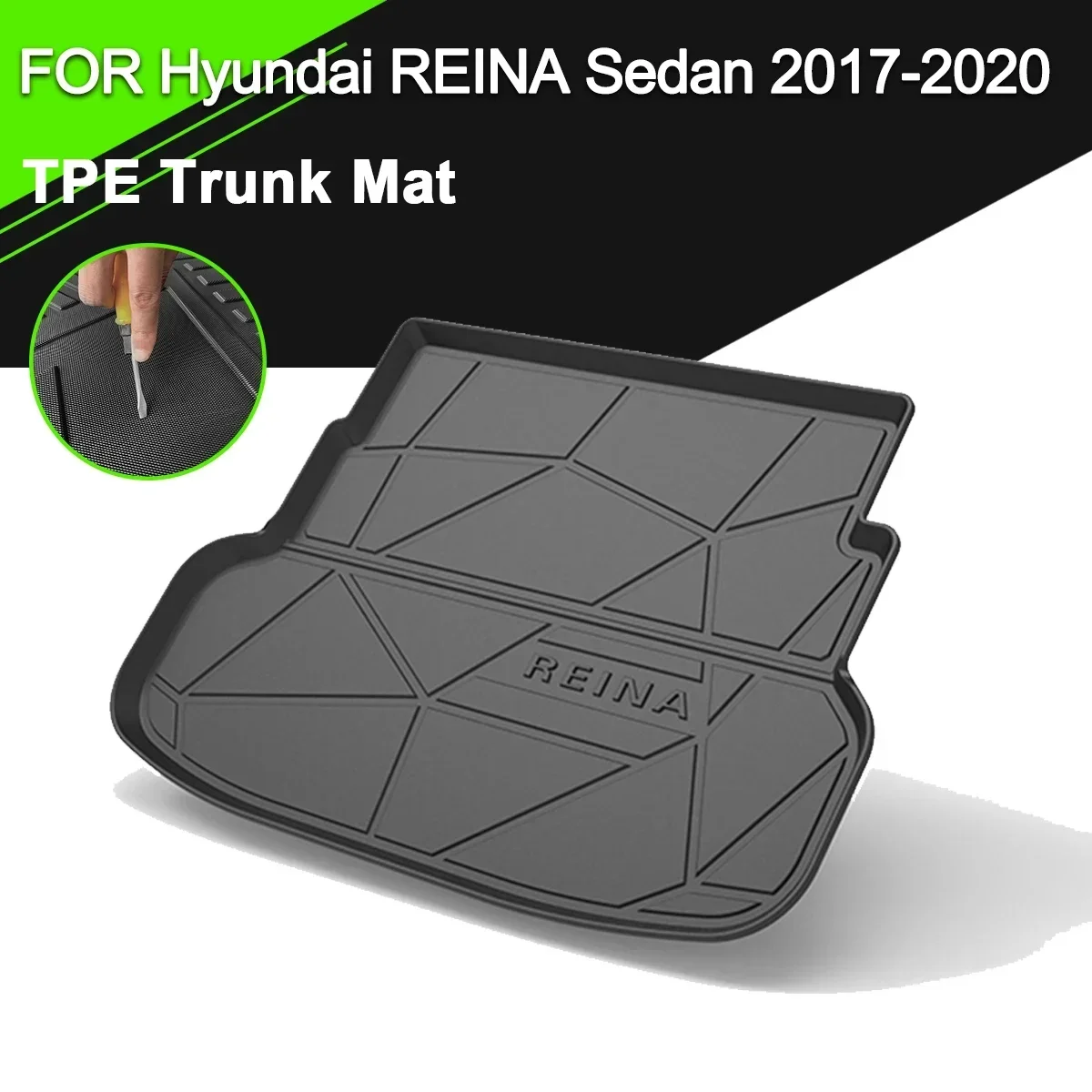 For Hyundai Reina Sedan 2017-2020 Car Rear Trunk Cover Mat TPE Waterproof Non-Slip Rubber Cargo Liner Accessories