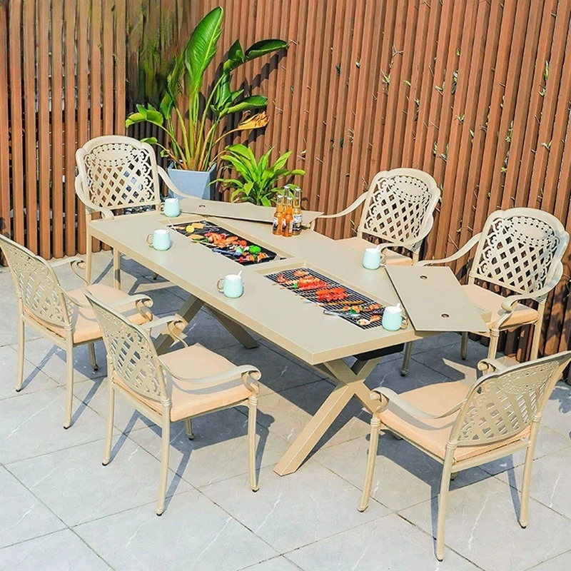 Outdoor barbecue table and chair villa courtyard garden furniture open-air balcony waterproof and sun protection multi-purpose t