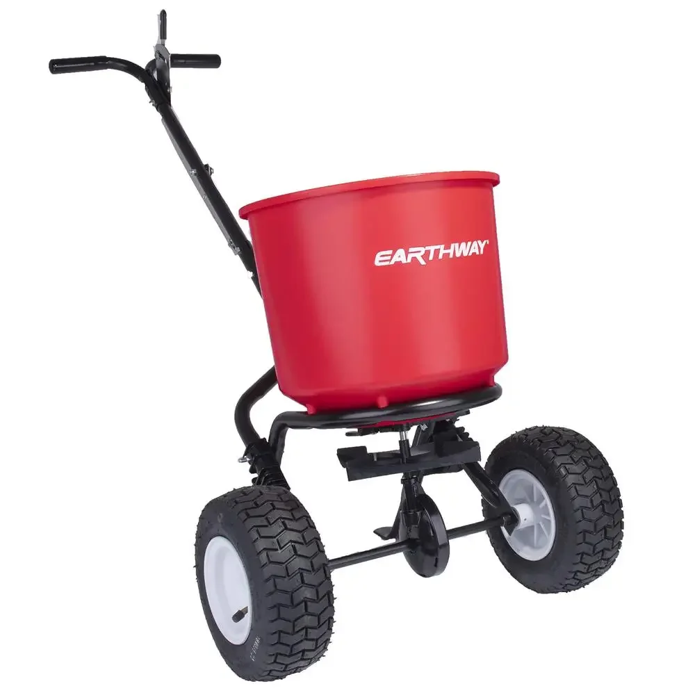 40LB 18KG Walk-Behind Fertilizer Spreader Seeder Salt Spreader Pneumatic Tires EVEN-SPREAD Drop Shut-Off System Powder Coated