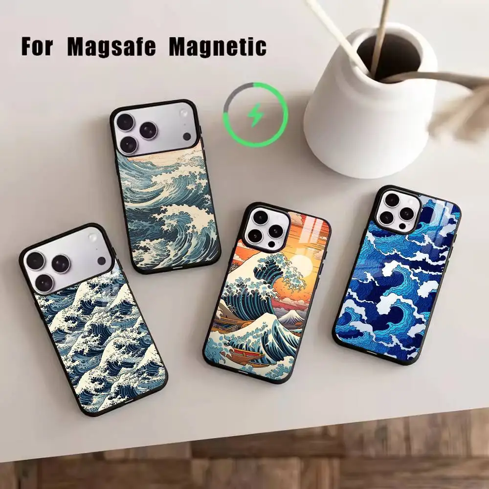 U-kiyo-e Ocean Waves art   Phone Case For iPhone17,16,15,14,13,12,11 Plus,Pro Magnetic with Magsafe Wireless Charging