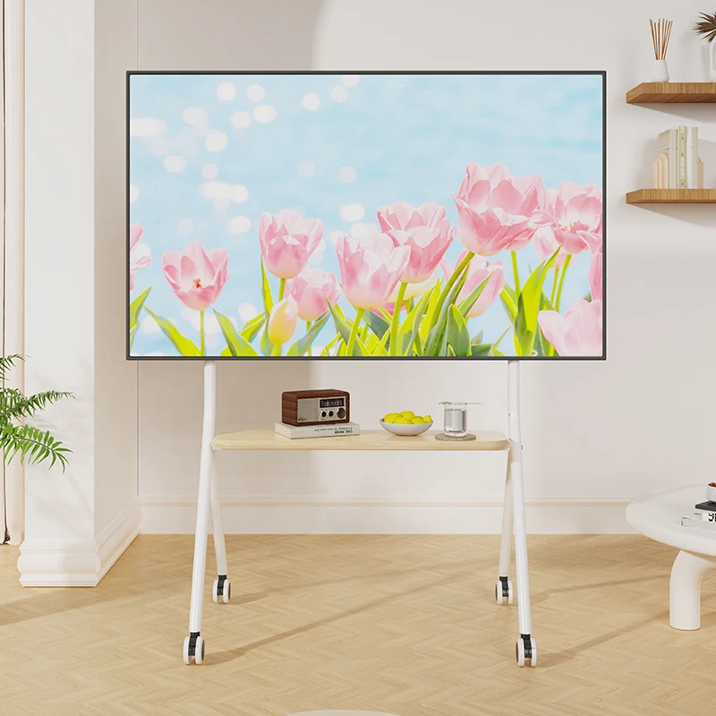Floor-to-ceiling TV Stand Movable Pulley 40-90 Inch TV Cabinet with Wheel Barrow