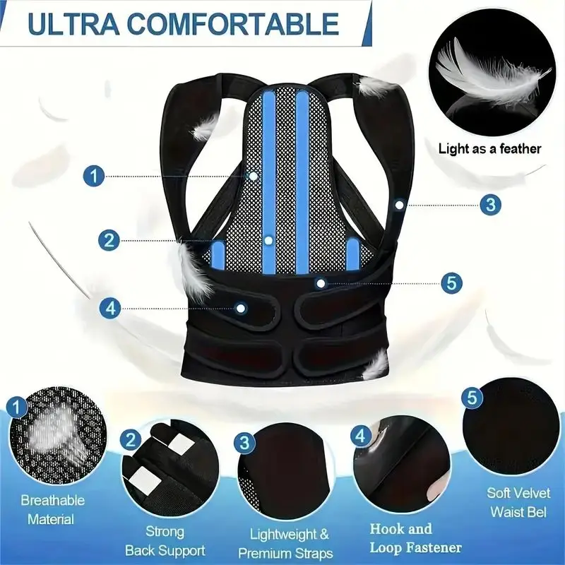 Anti Hunchback Correction Strap Backbone Correction Strap with Four Reinforced Straps Adjustable Neutral Posture Corrector