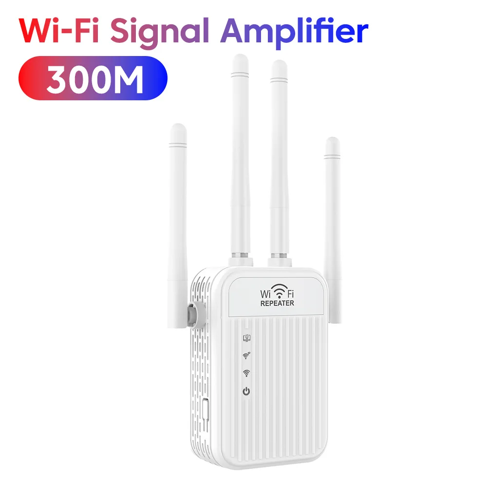 WiFi Signal Amplifier Repeater 300M 4 Antenna European And American Standards Wireless Network Repeater Booster