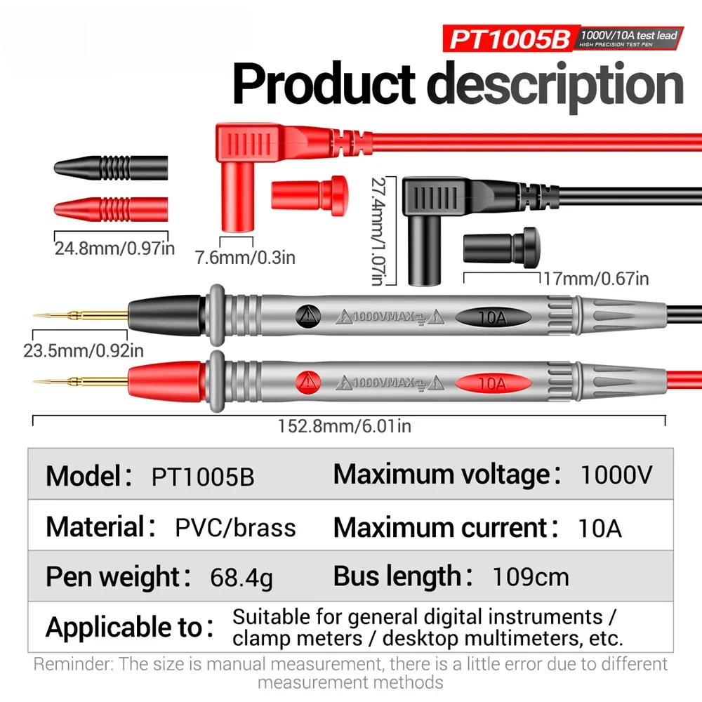 ANENG PT1005B Digital Multimeter Probe Test Leads 1000V 10A Universal Needle Tip Multi Meter Tester Lead Probe Wire Pen Cable image 4