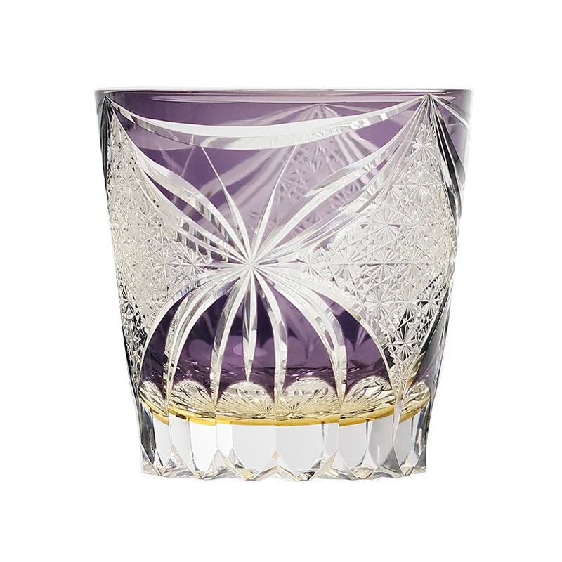 

Edo Kiriko Free shipping Purple Butterfly Whiskey glass crystal tumbler handmade glass