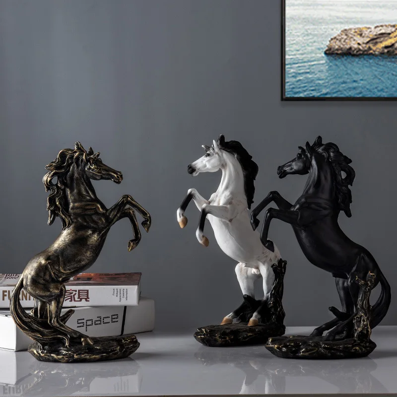 Imagem -05 - Mão Pintada Resina Cavalo Estátua Bucking Broncos Escultura Farm Pet Ornamento Quarto Mascote Decoração Escritório Tabletop Animal Artesanato