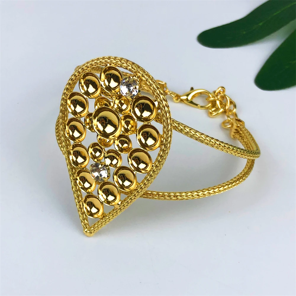 ESALE Golden Jewellery Sets 18K Gold Plated Jewelry Set Women Chunky Necklace Earring Bracelet Ring Italian Wedding Party Gifts - view 4