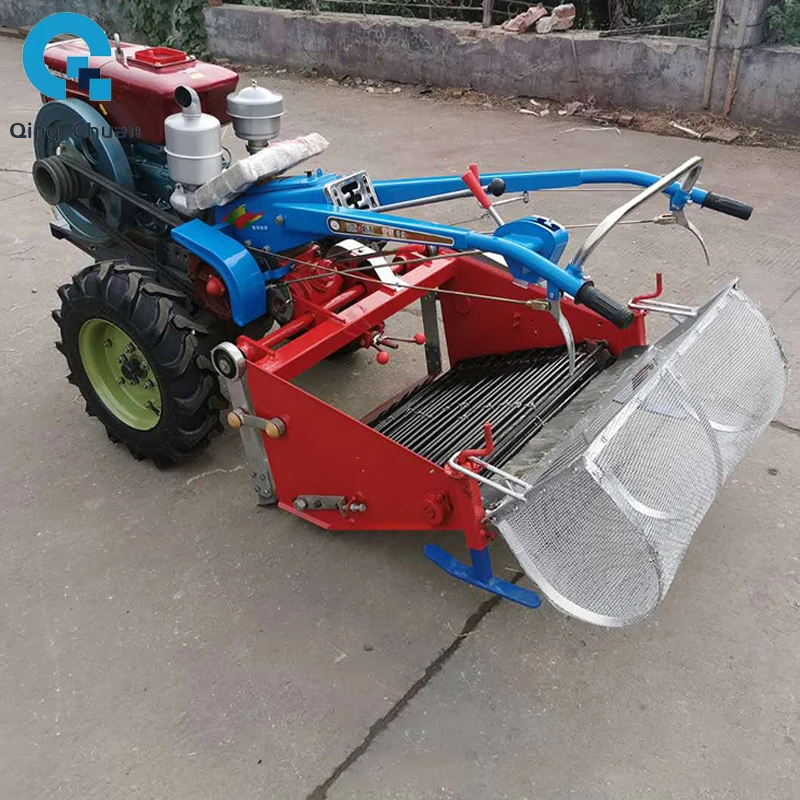 Looptractor Zoete Aardappeloogstmachine Roterende helmstok Furrowing Zaaien Oogsten handtractor