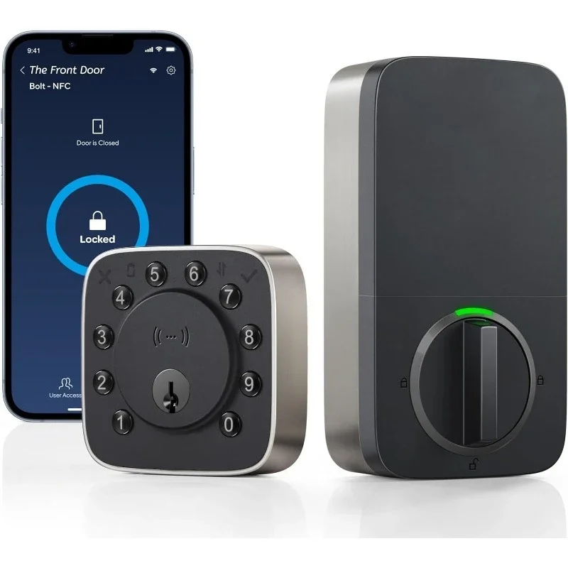 شحن سريع. قفل باب دخول بدون مفتاح للوحة المفاتيح، تطبيق التحكم عن بعد NFC WiFi قفل ذكي مع مستشعر الباب، مدمج في WiFi Deadbolt، ne #3