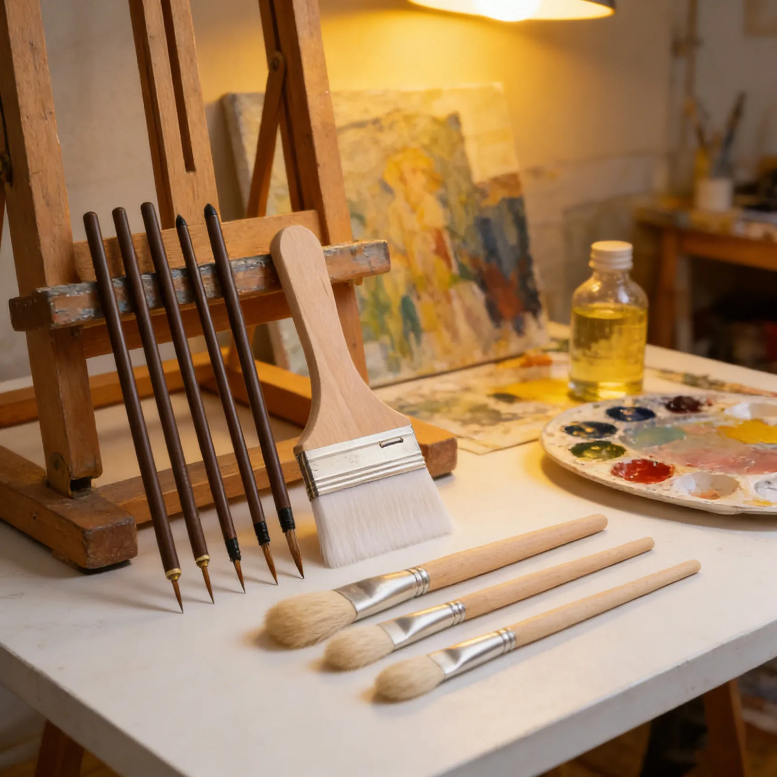 1Set Wooden Handle Wool Art Brush Set Versatile Glaze Brushes for Pottery Ceramic Detailing Watercolor Oil Painting Supplies