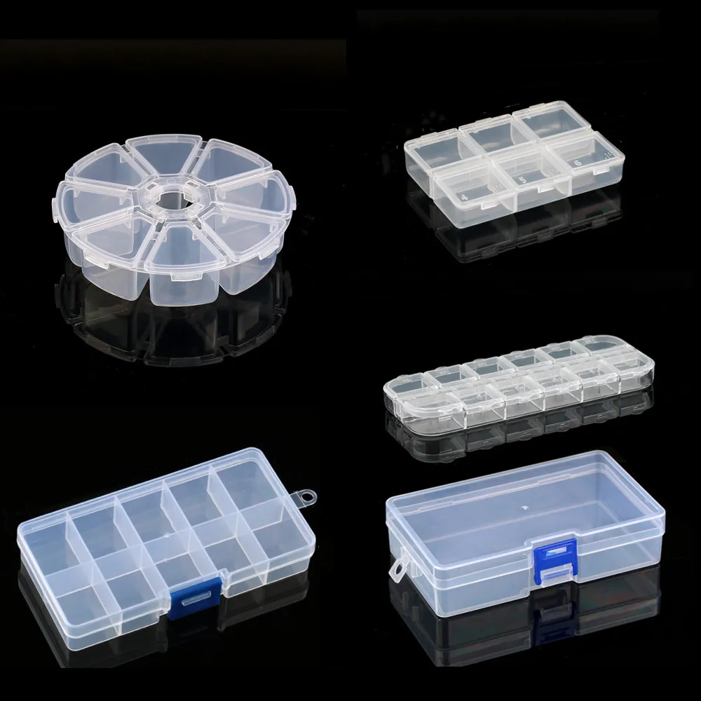 

Transparent Plastic Storage Jewelry Box Compartment Adjustable Container For Beads Earring Box For Jewelry Rectangle Box Case