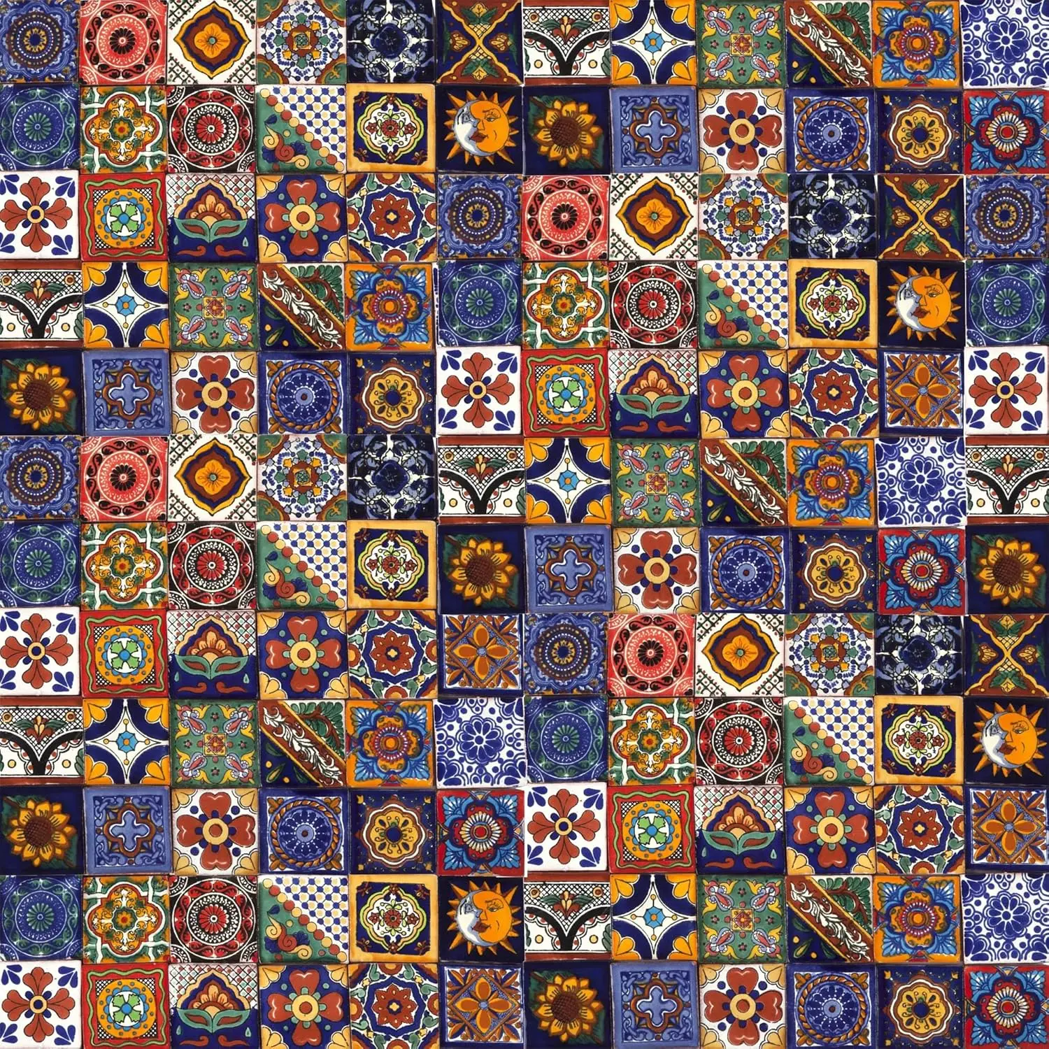 Mexican Ceramic Tiles 2x2 - Salazar by Cerames - 120 Decorative Mexican Mosaic Tiles for Bathroom, Kitchen, Shower, Stairs