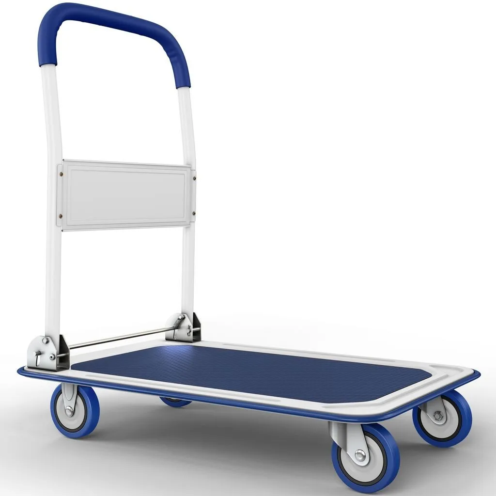Heavy-Duty Foldable Push Cart Dolly 660 lbs Capacity Flatbed Hand Truck Blue