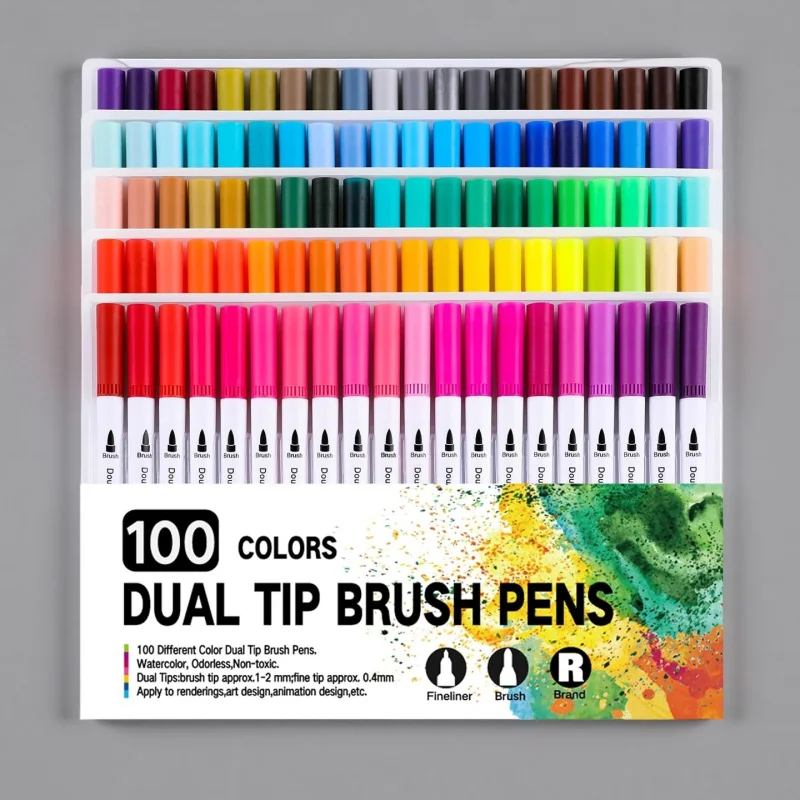 Juego de rotuladores Fineliner de doble pincel de 12-120 colores, estilo artístico de acuarela para caligrafía, pintura, colorear y dibujar