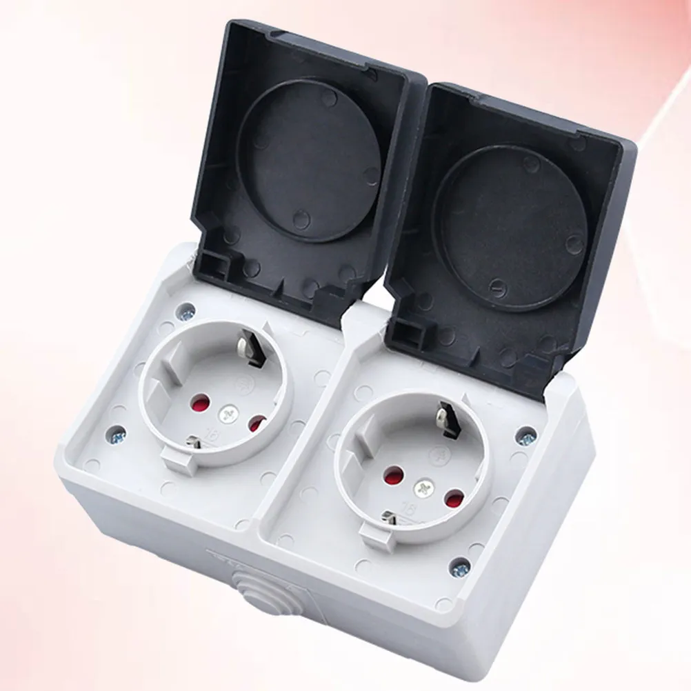 

Влагозащищенная настенная розетка с 2 разъемами (250В, 16А), немецкий тип, с крышкой IP44, для отелей и дома