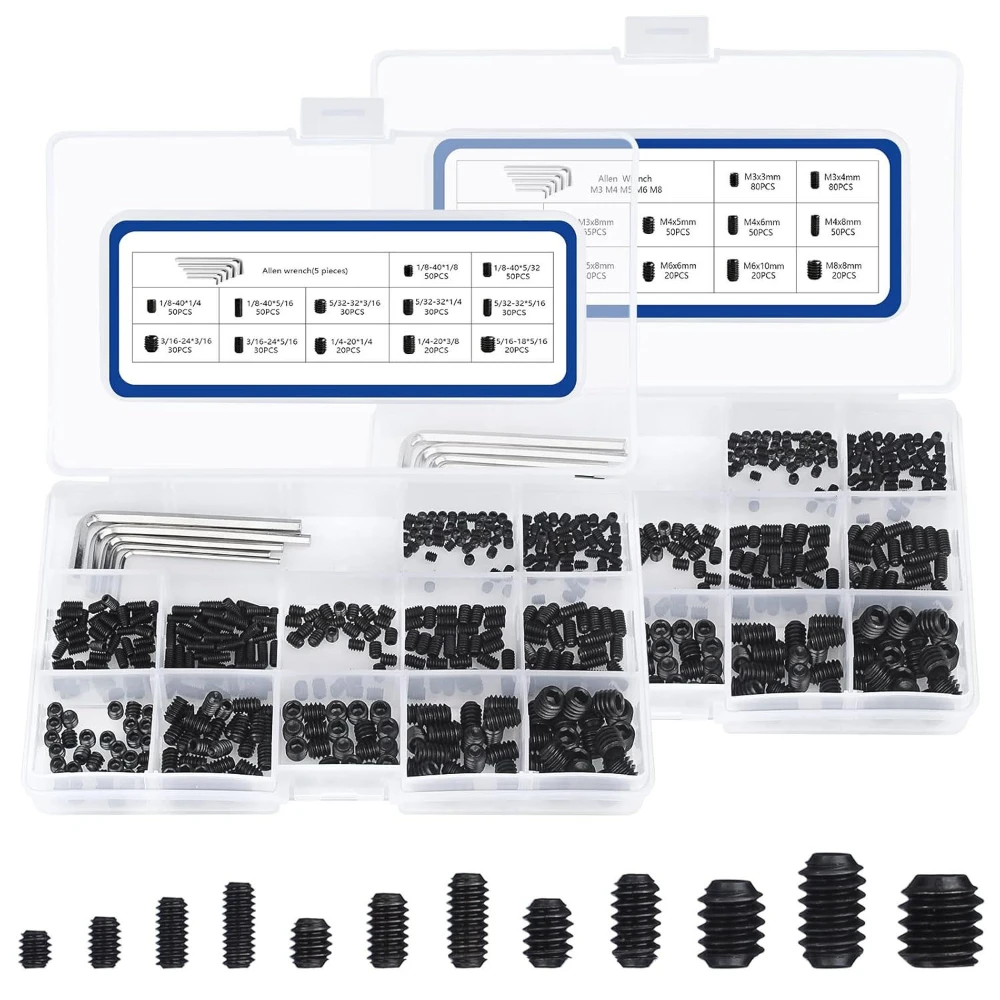 

1000pcs Black SCM435 Alloy Steel Screw Metric Imperial Two-in-one Hexagon Socket Tightening Machine Set with Screw and Wrench