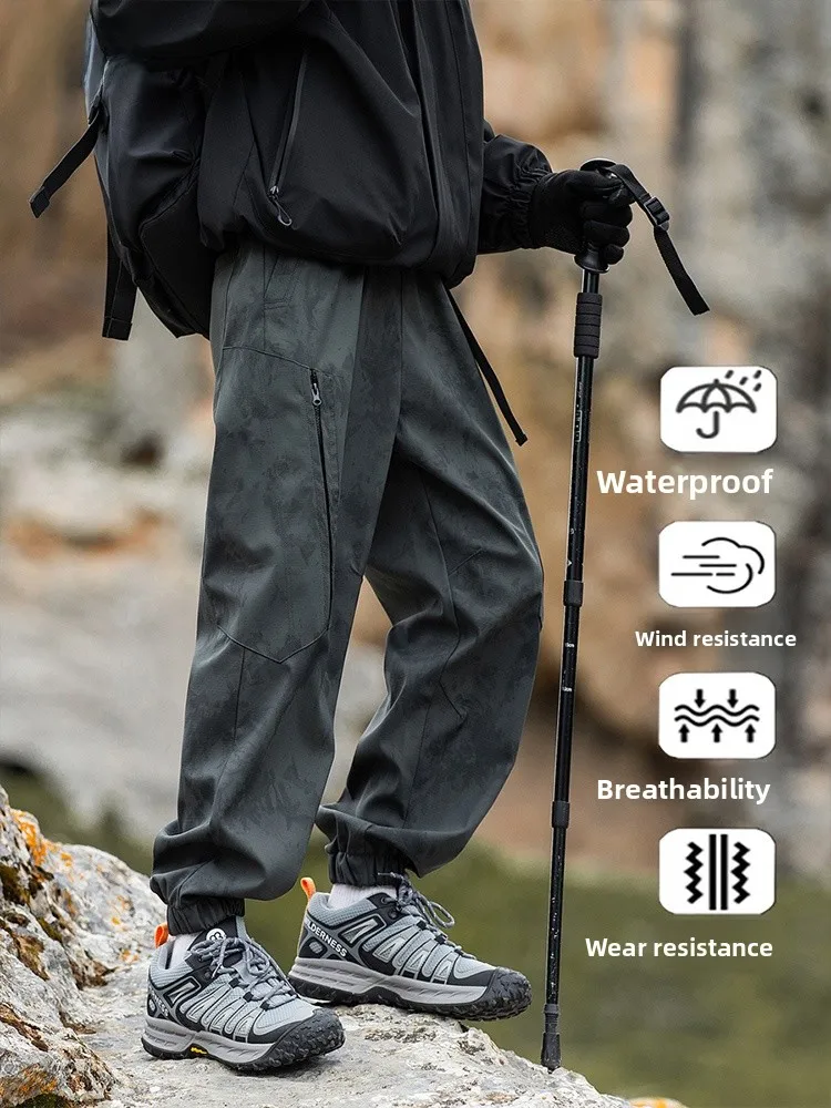 

Мужские брюки на флисовой подкладке для осени и зимы, повседневные свободные брюки-карго для горного туризма, молодежные стильные модные брендовые брюки