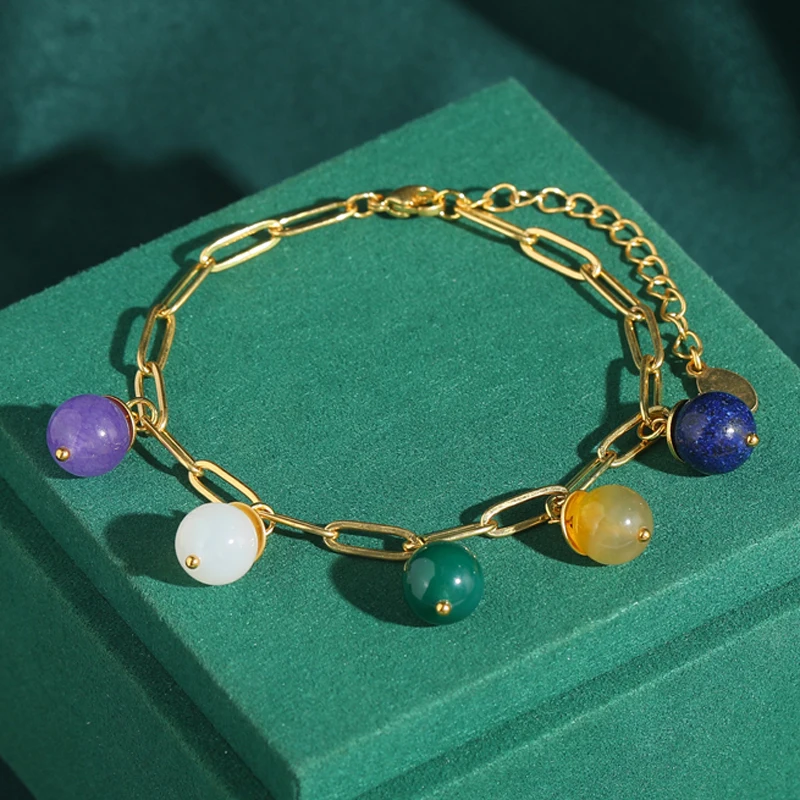 

Vintage Colorful Beads Bracelet Charm Antique Stone Pendant Jewelry For Women High Quality New Trending Product 2026 Beach Party