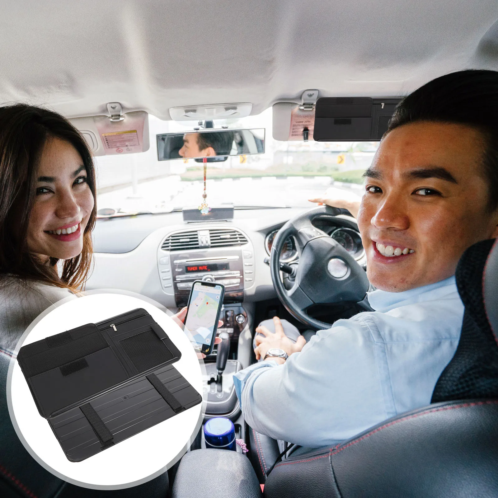 

Adjustable Car Visor Organizer Sunglasses Wallet Keys License Cards Eyeglasses Holder Auto Truck Suv Rv Visor Accessories