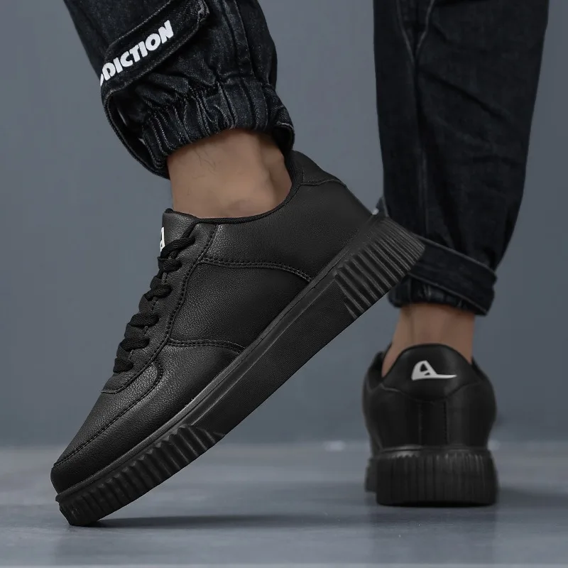 Men's Sneakers Leather Casual Shoes New Unisex Outdoor Flat Running Shoes Breathable Walking Shoe Lace-up White Men Shoes Tenis view 5