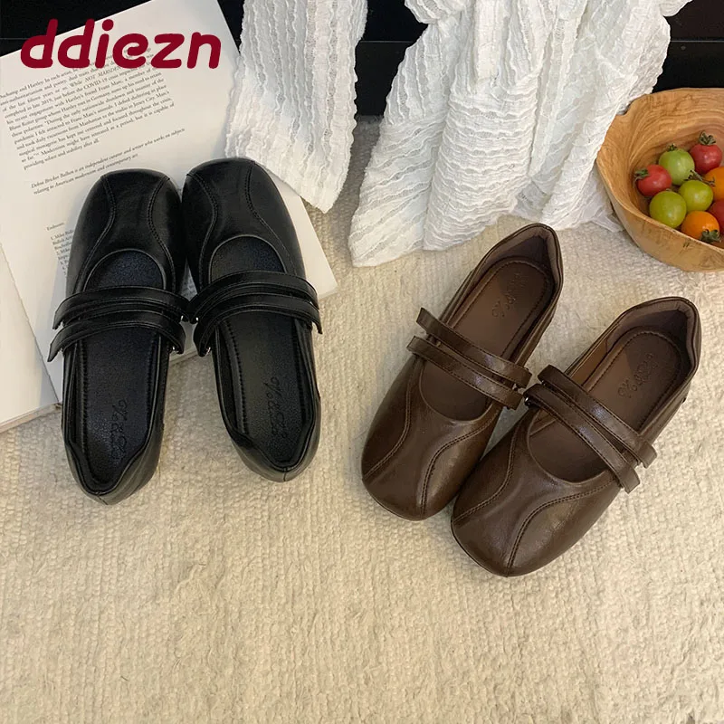 

Новинка 2025, модная женская обувь Мэри Джейн с крючками, мягкая женская обувь на мелкой подошве, женская обувь на плоской подошве с круглым носком