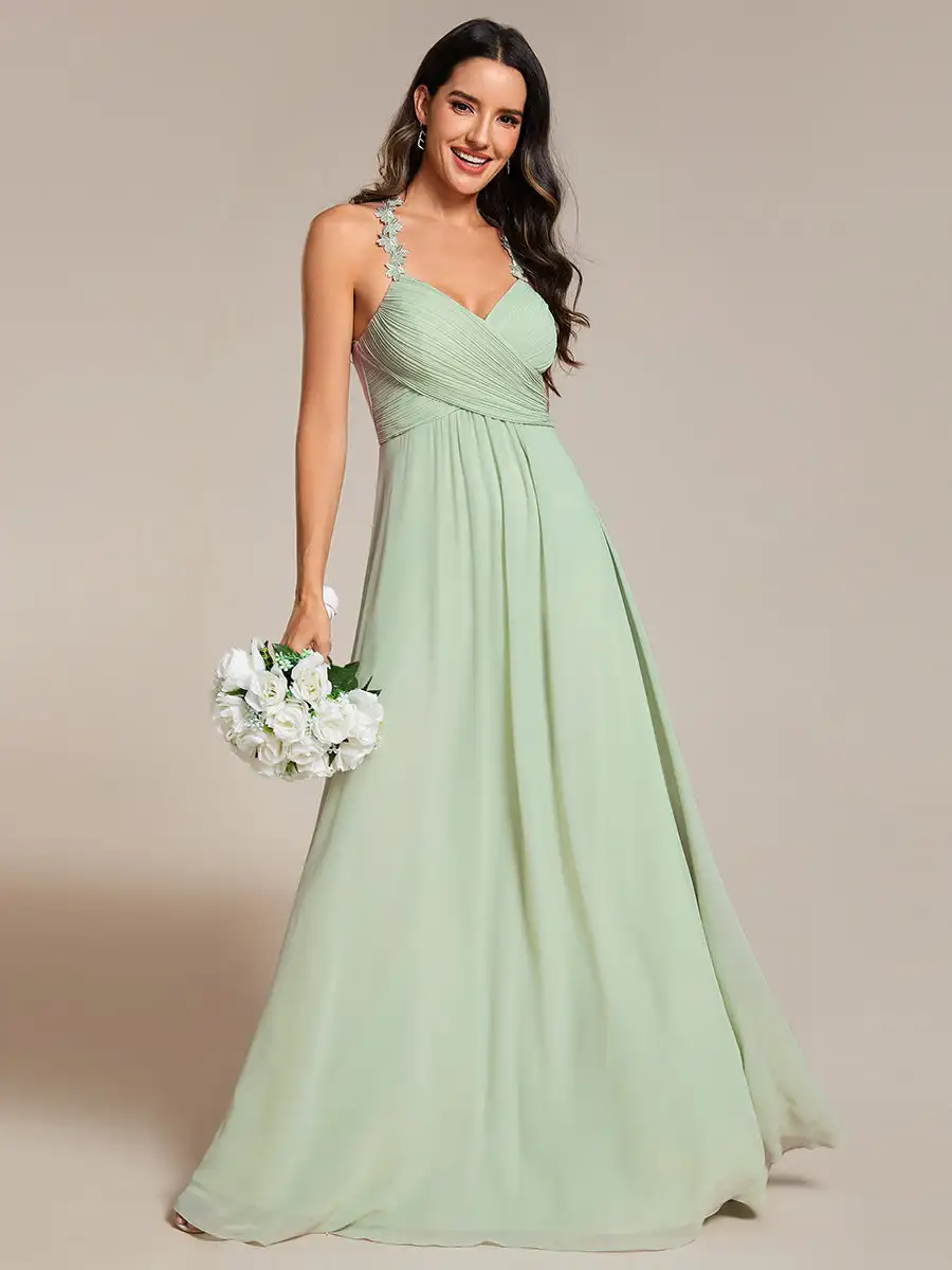 

Elegant Evening Dresses Halter Neck Backless Cross Strap Floor Length 2025 Ever Pretty of Chiffon Mint Green Bridesmaid Dress