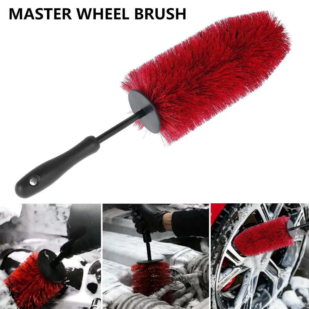 Car Wheel Rim Tire Cleaning Brush Soft Bristle Cleaner Non Scratch Auto Detailing Washing Tool flexible for all wheel types