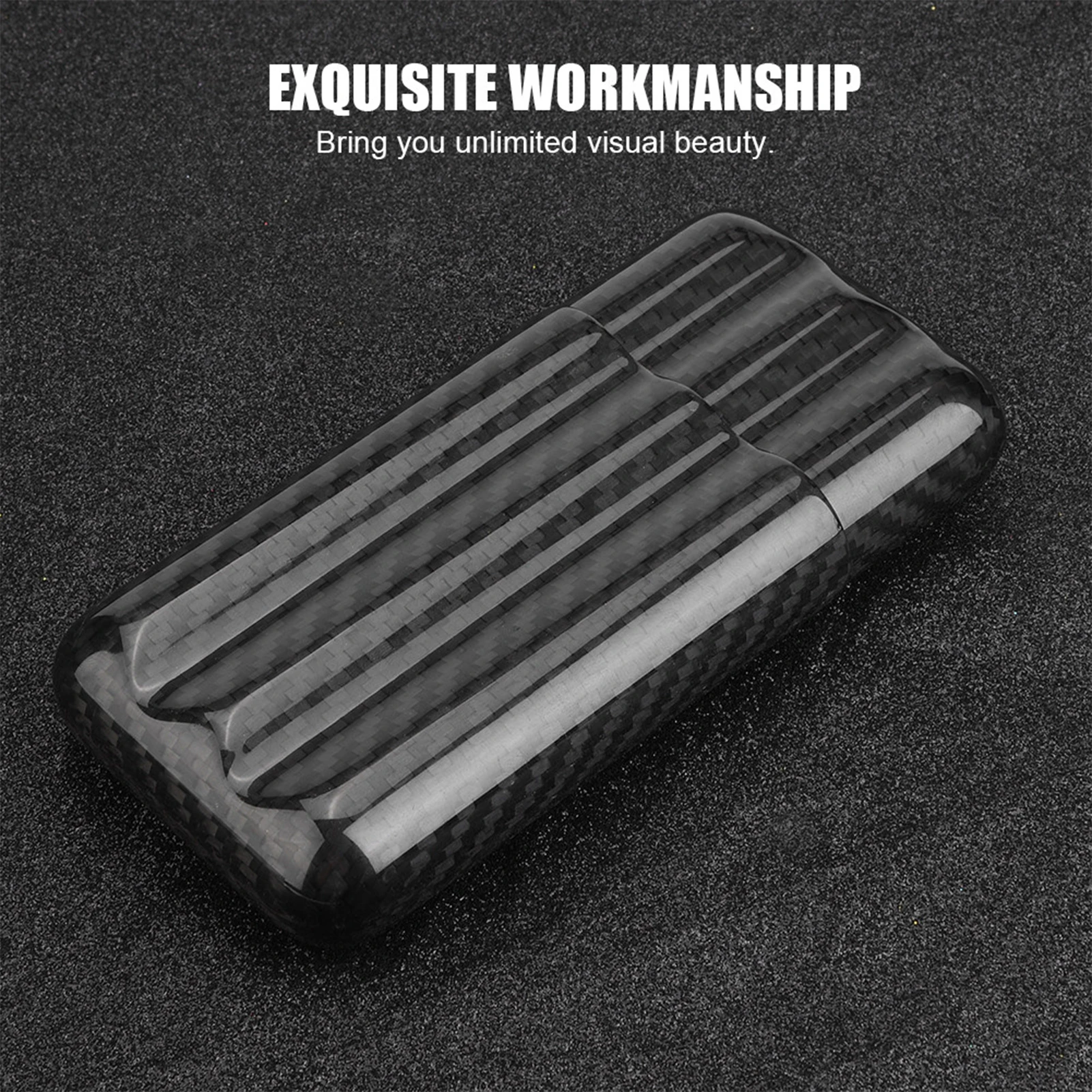 Carbon Fiber Cigar Case Humidors 3 Tubes Cigar Holder Storage Box Travel Case