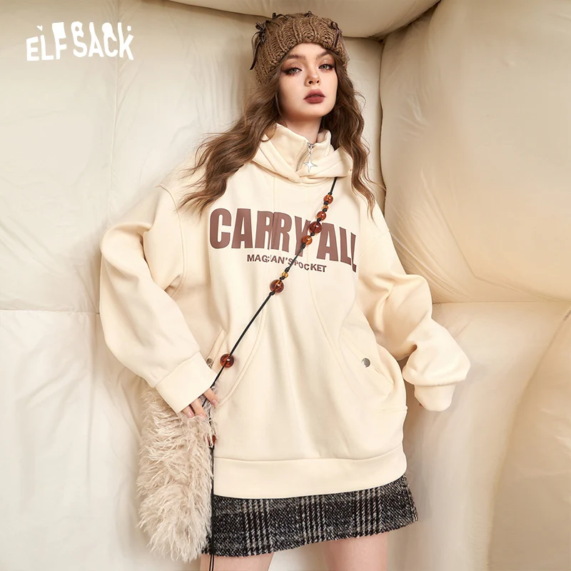 ELFSACK Christmas Graphic Fleece Hoodies Women 2023 Winter Plus Size Long Sleeve Designer Tops
