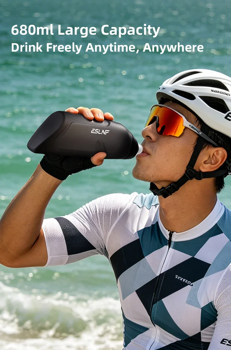 ESLNF 680ML Aerodynamisches Wasserflaschenset aus Lebensmittelqualität PP5 mit Ultraleichtem Carbonfaser-Flaschenhalter Fahrradzubehör – Detail 6